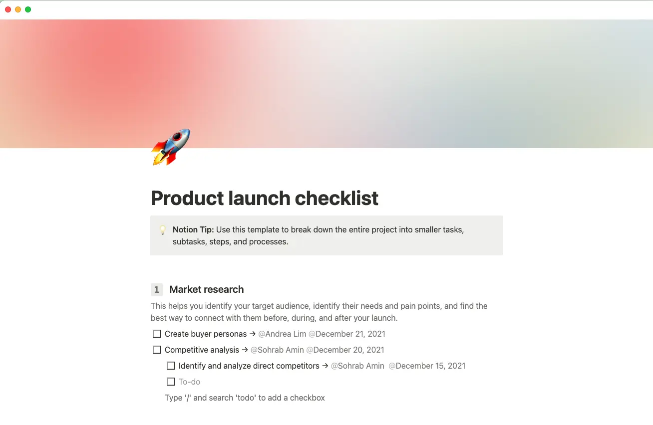 product launch checklist template