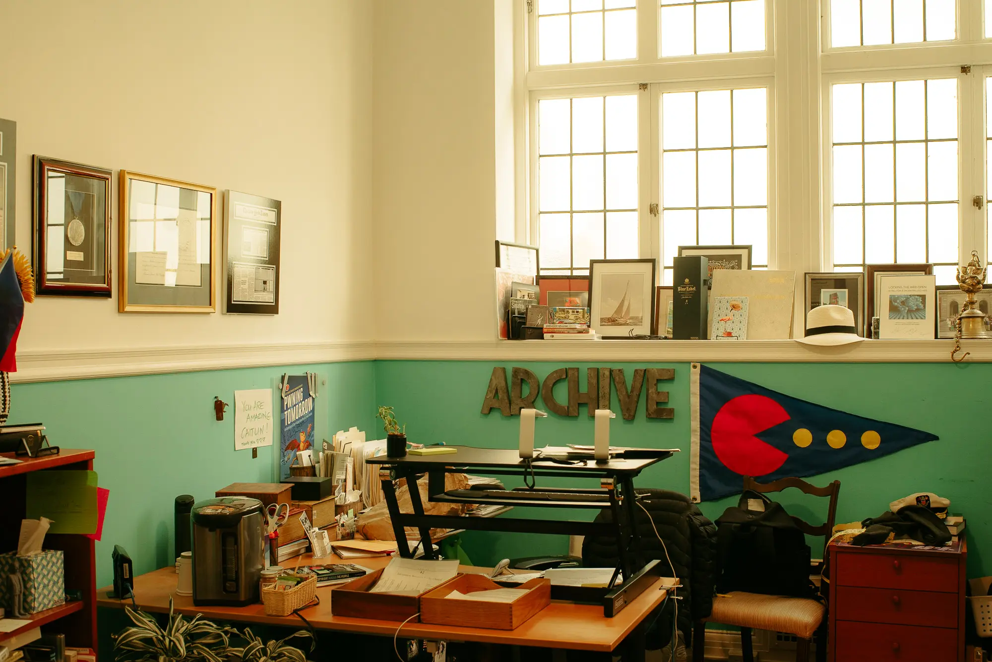 Scenes from Ted's stomping grounds at the Archive.