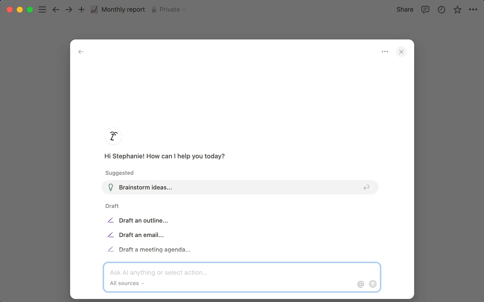 Ouvrir l’IA de Notion instantanément avec le raccourci clavier : Shift+Cmd+J (Mac) ou Shift+Ctrl+J (Windows)