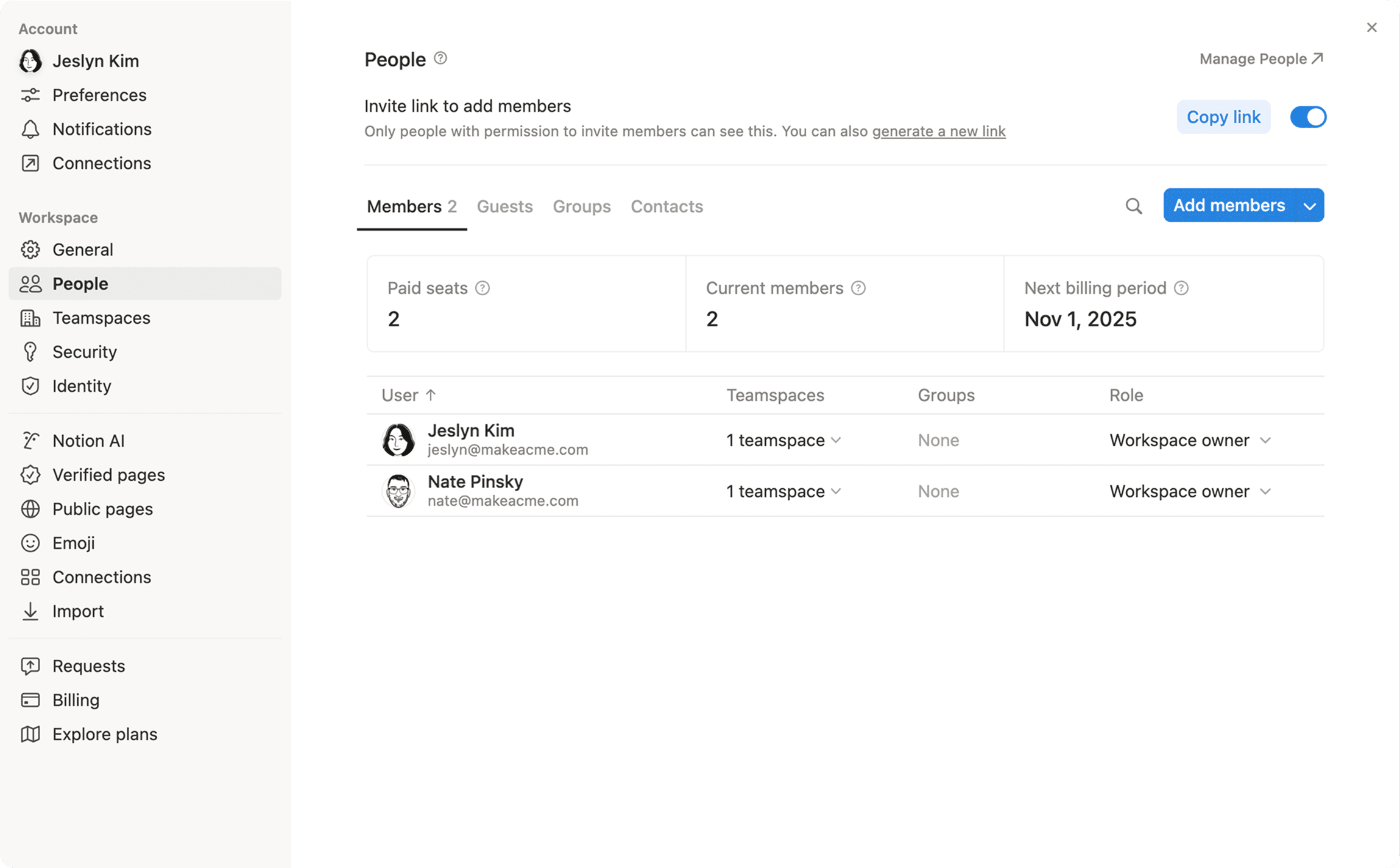 hc: manage paid seats and members