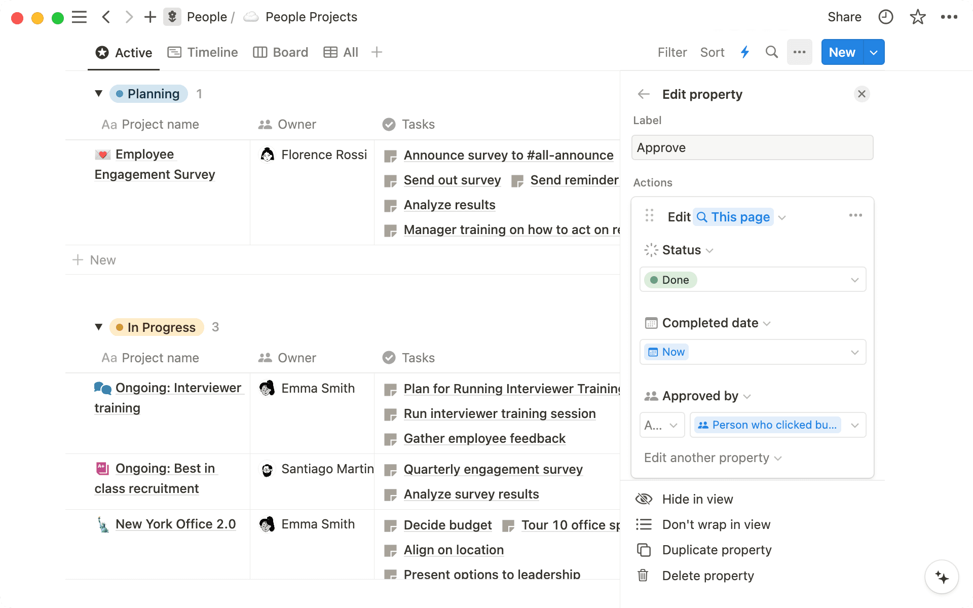 Edite a propriedade do botão para adicionar todas as etapas necessárias.