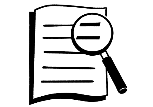 Une loupe qui examine un document.