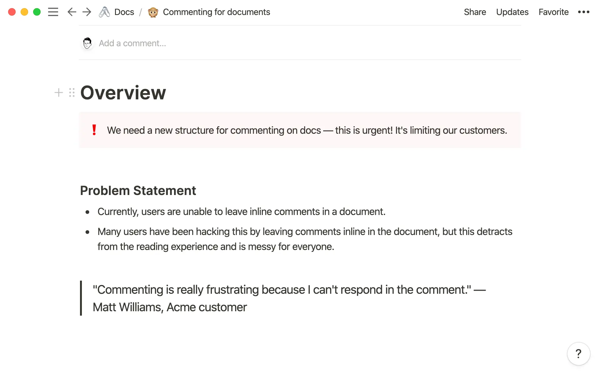Frases de destaque e citações dão textura às suas páginas do Notion e permitem destacar blocos de texto.