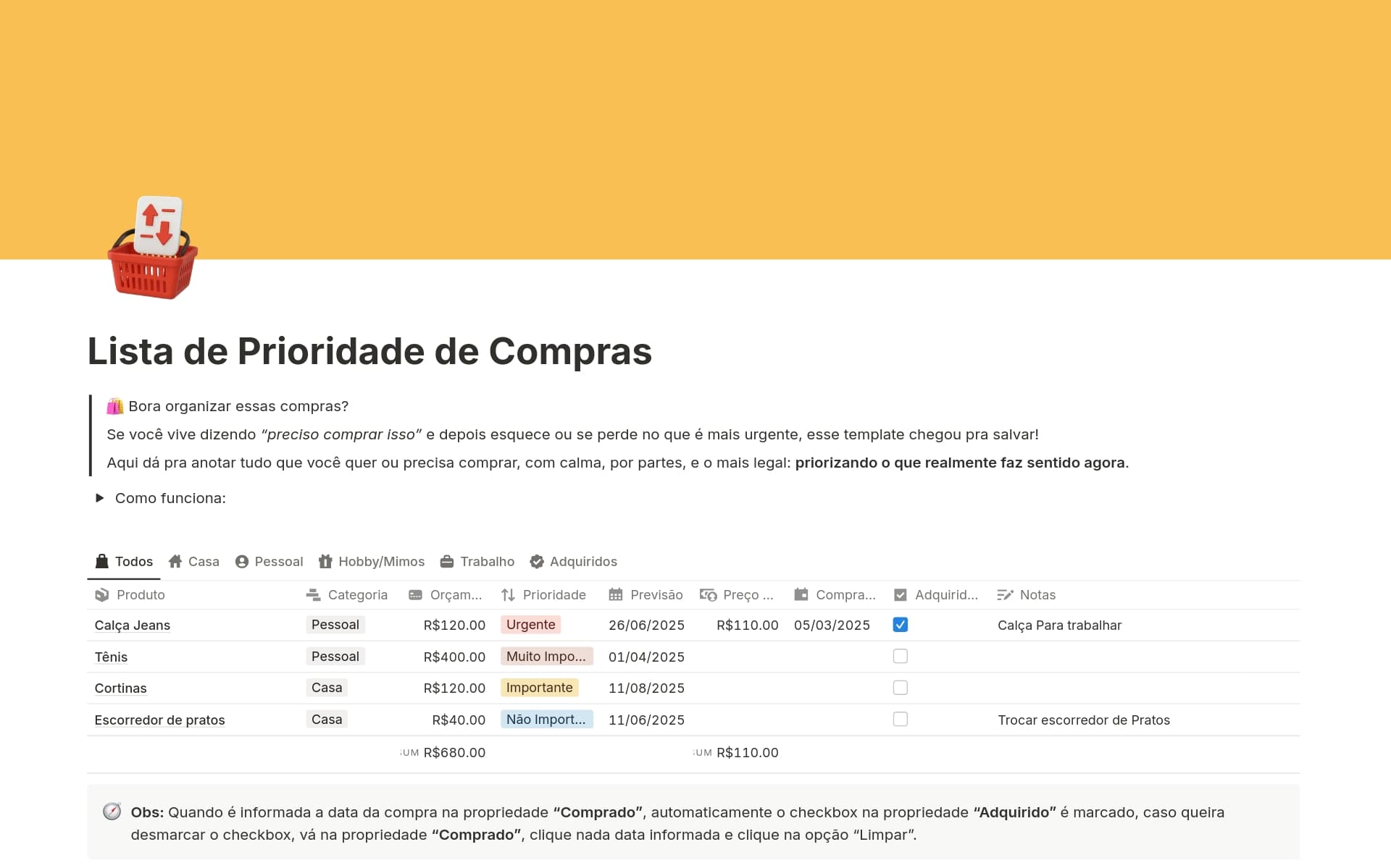 Captura de tela da coleção Casa nova, vida nova! por Notion