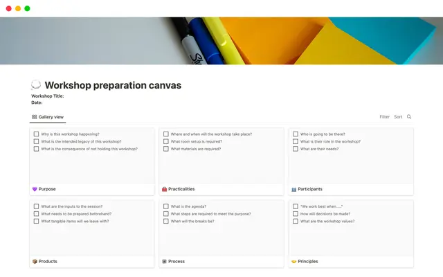 Workshop preparation canvas