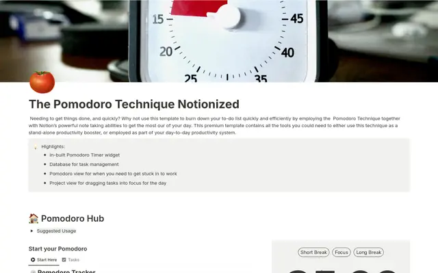 Pomodoro Technique - Notionized