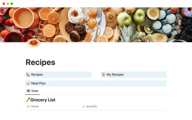 Recipe And Meal Management Template